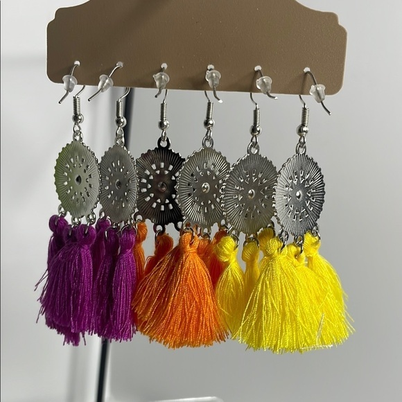 Fashion Jewelry Yellow and Orange Tassel Earrings - Picture 5 of 5